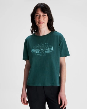 ReflectiveTrims DurableDoubleLayeredHem Women's Ridgeline Organic Cotton T-shirt - Deep Lagoon