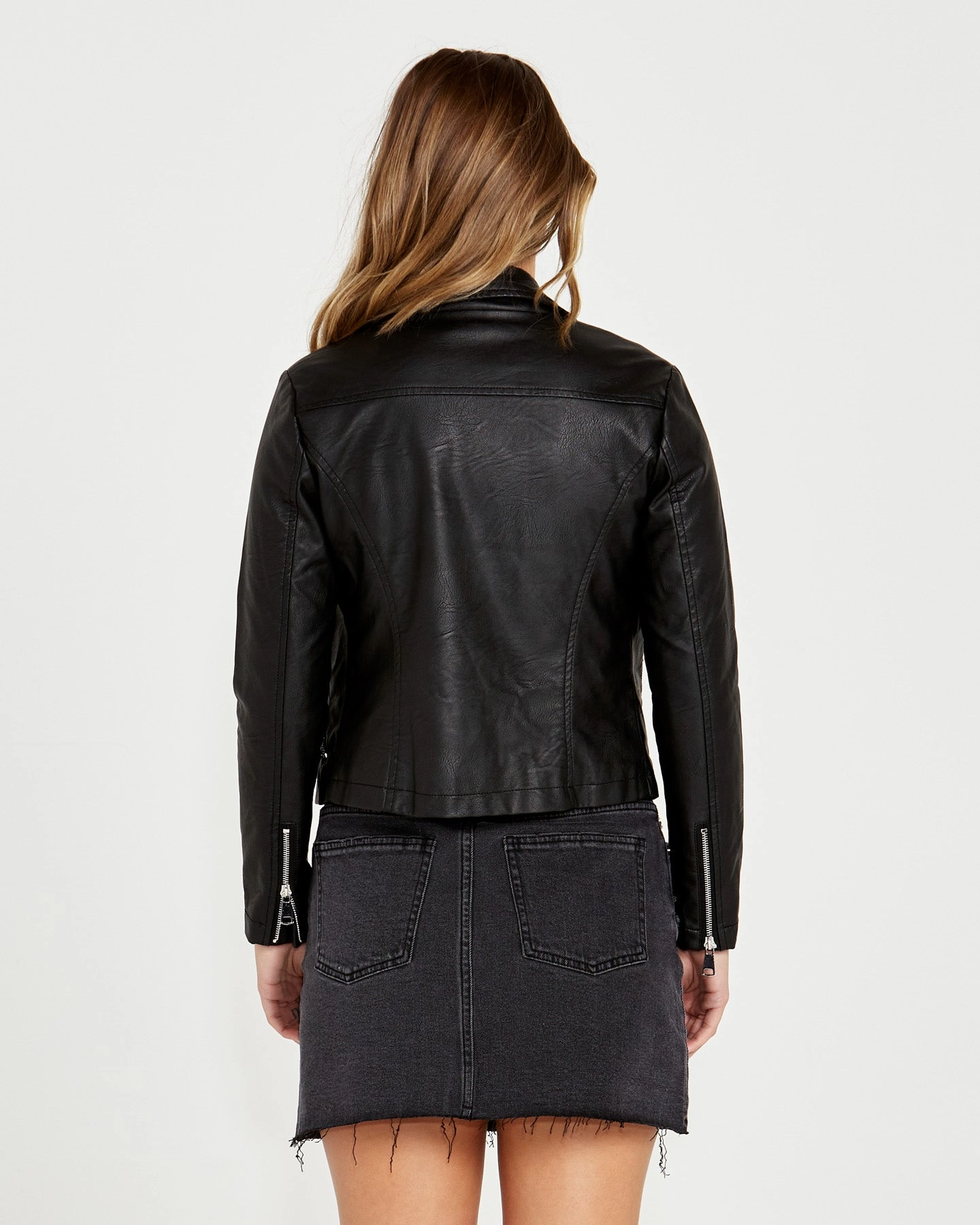 Eco Friendly Material Sass Jovie PU Leather Jacket Black