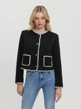 Stretch Paneling High Density Weave Black Lucilla Jacket