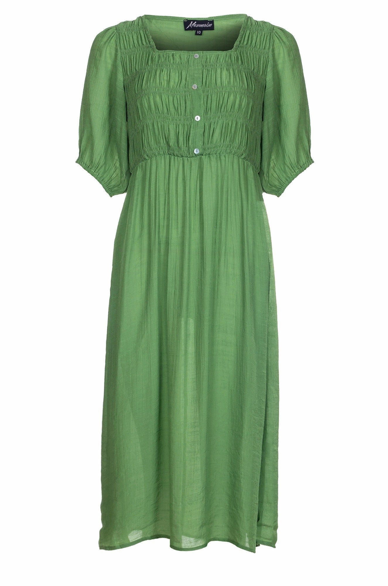 Loose Flow Shirred bodice Dress | Apple | 8835A1