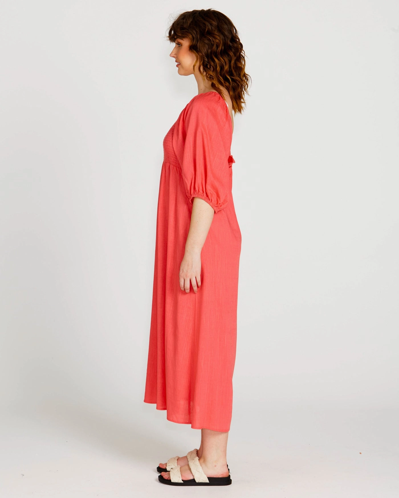 Family Vibe Flowy-Shape Sass Francesca Tie Front Dress Pink