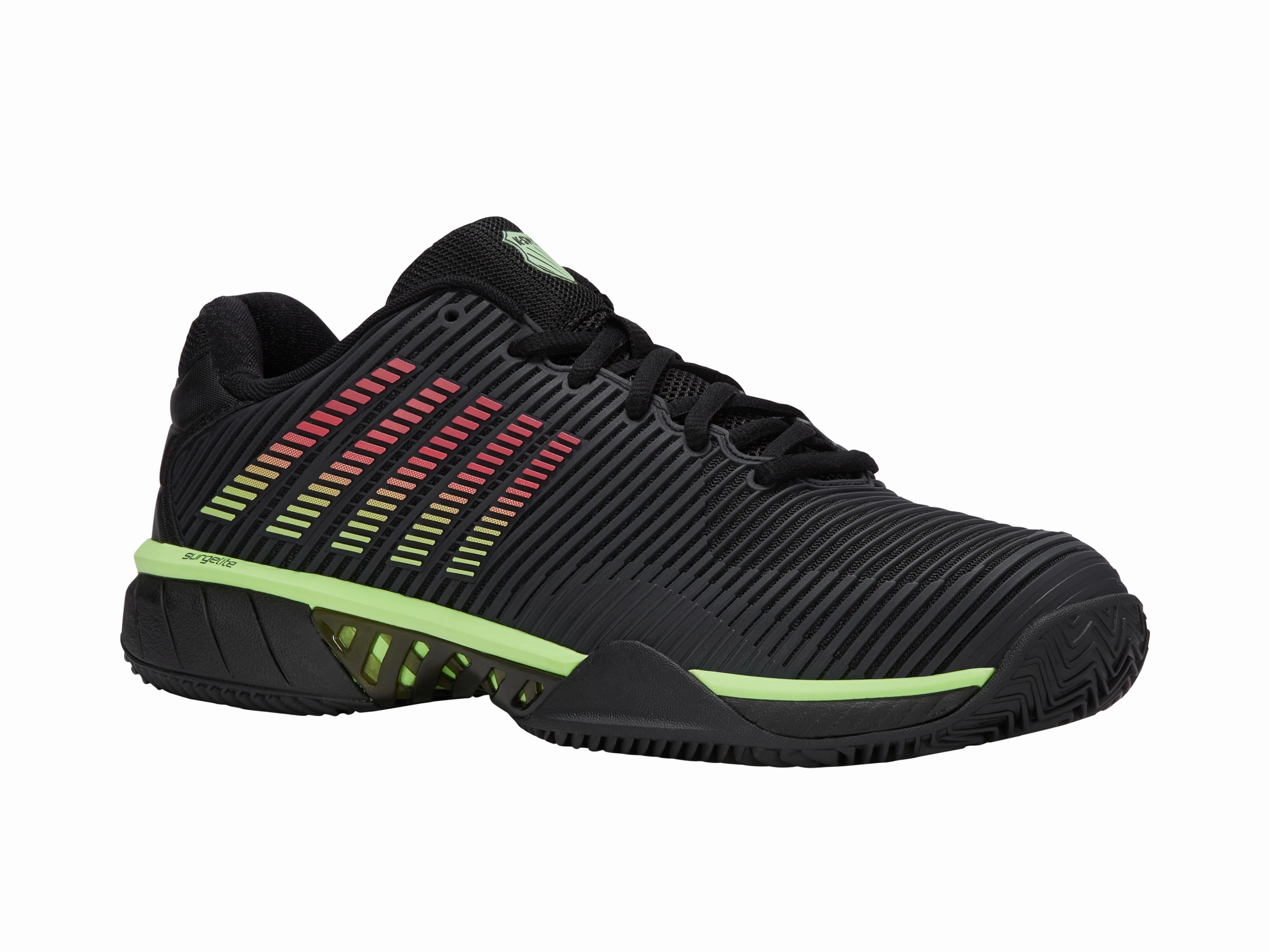 06614-034-M | HYPERCOURT EXPRESS 2 CLAY | BLACK/SOFT NEON GREEN/NEON LAVA Superior support