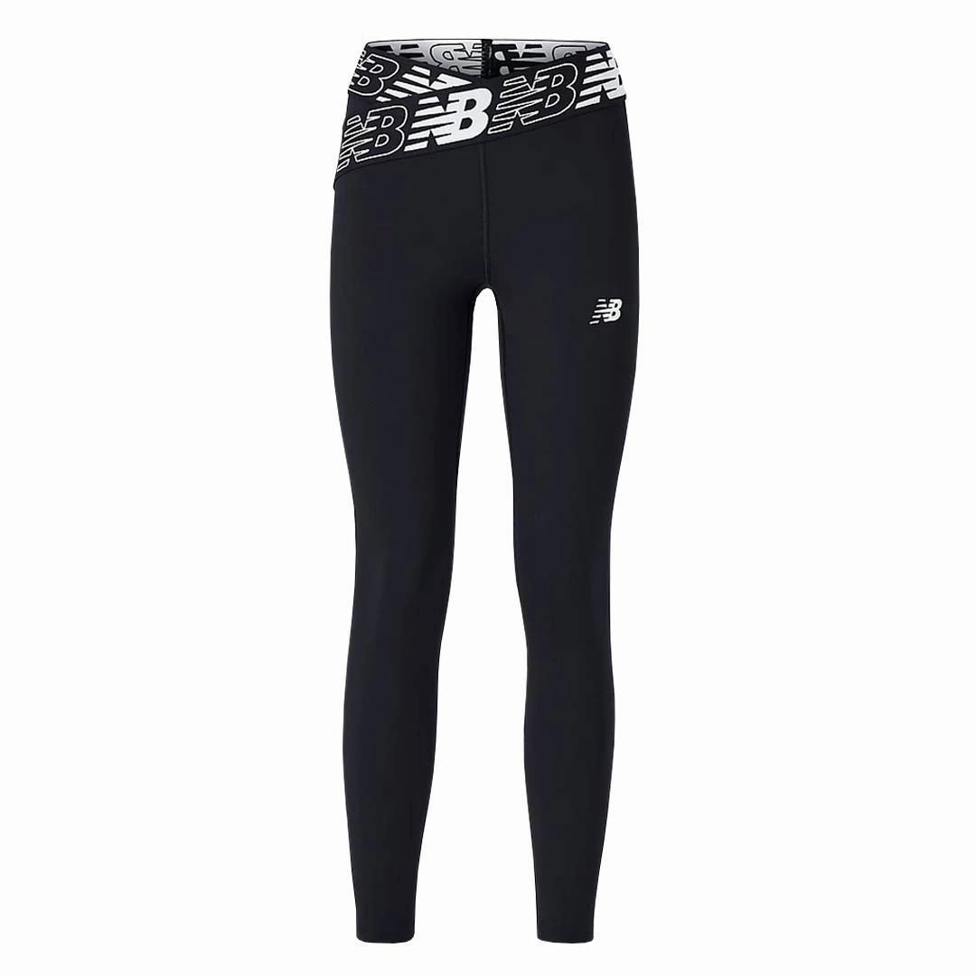 Contoured Panel Design Chilly Weather Fit New Balance - Women's Relentless High Rise 7/8 Tight (WP21177 BK)
