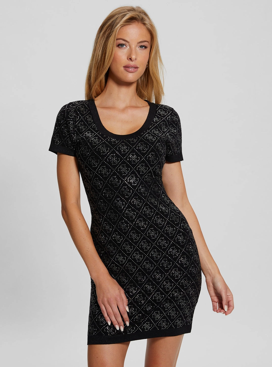 Refined Line Weekend Chic Black Paige 4G Logo Knit Mini Dress