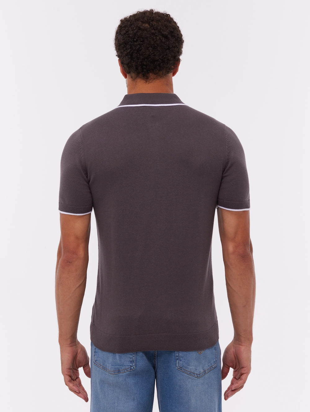 Settio Knit Polo Shirt - Grey Chic Comfort Layered Collar Structure