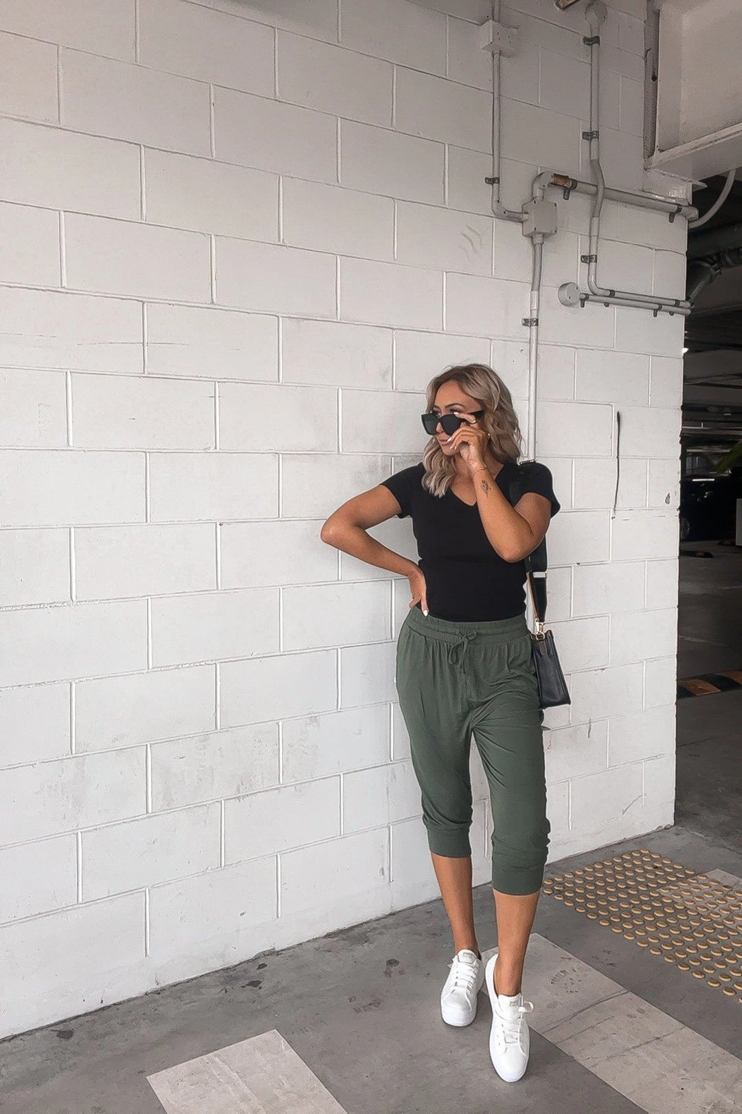 Shine On Essentials Comfort Jogger Khaki Wrinkle Resistant Dance Studio