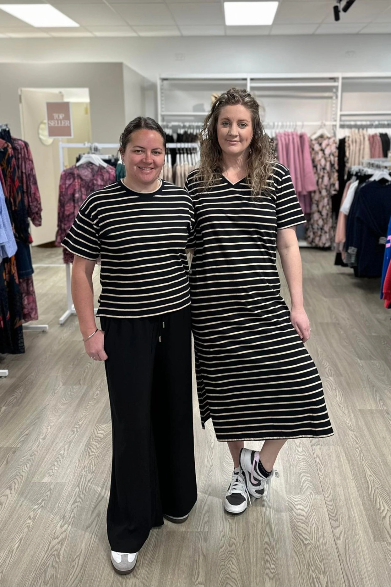 Casual Comfort Wear Cozy Comfort Look Shine On Essentials Relaxed Stripe Tee Black and Natural Stripe