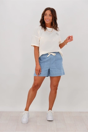 Everyday Flex Wear Shine On Label Anderson Chambray Elastic Waist Shorts