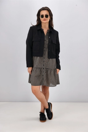 Shine On Label Eckles Cropped Utility Jacket Black Compact Layer