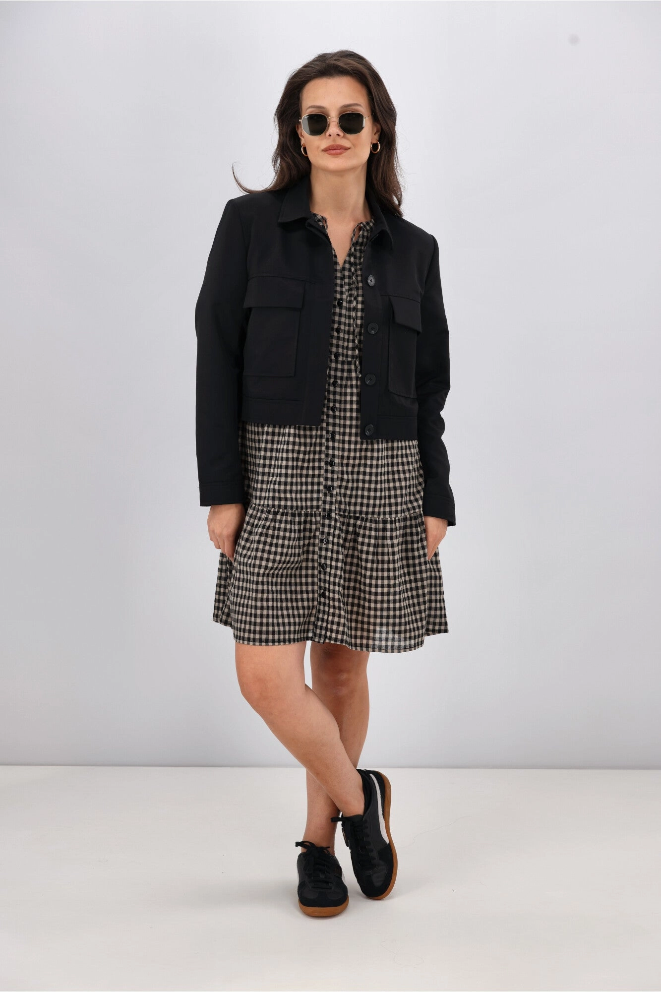 Shine On Label Eckles Cropped Utility Jacket Black Compact Layer