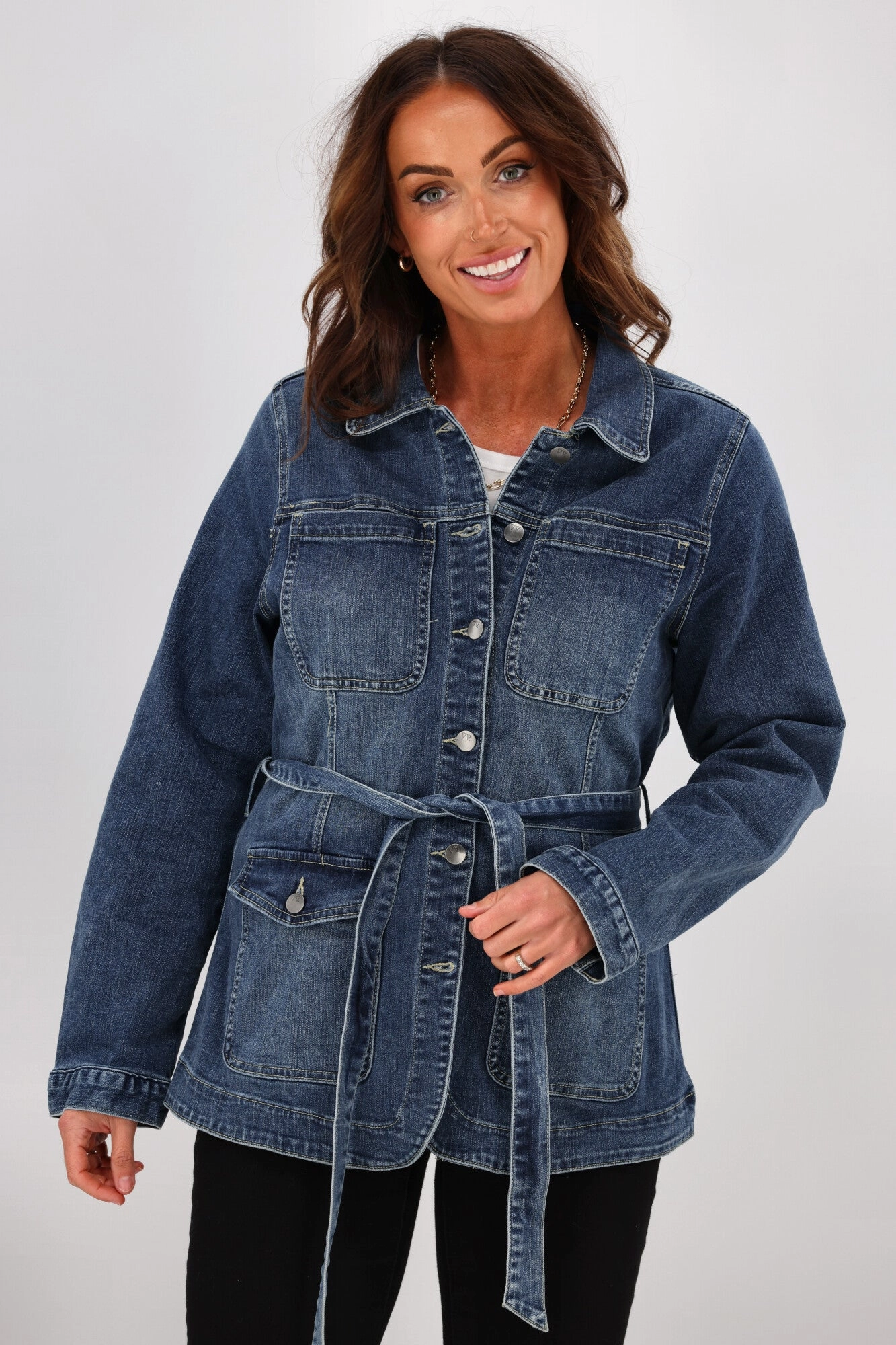 Vegan Fabric Versatile Styling Shine On Label Ezra Denim Utility Jacket Indigo