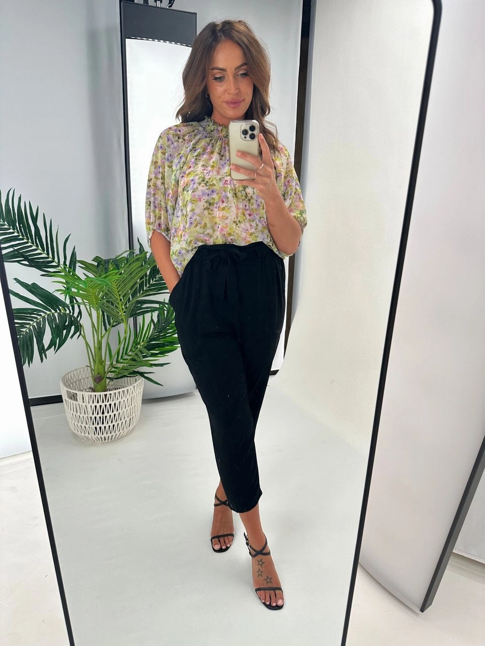 Shine On Label Geneva Tie Front Pant Black Slim and Sleek