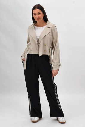 Outdoor Lover Anti Odor Shine On Label Infinity Contrast Stitch Wide Leg Pant Black