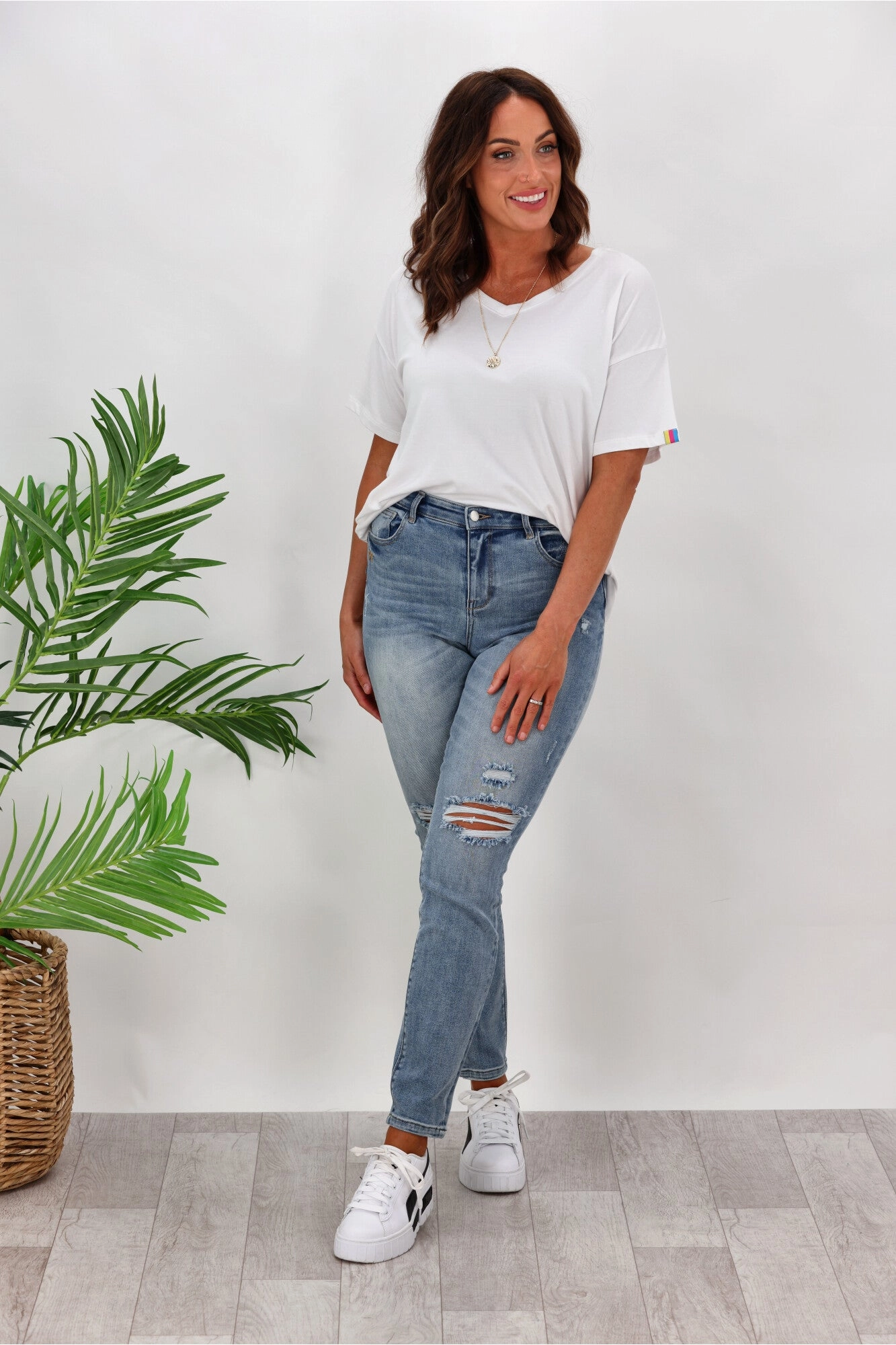 Smart Style Outdoor Lover Mesh Panel Shine On Label Justin Distressed Skinny Jeans Washed indigo