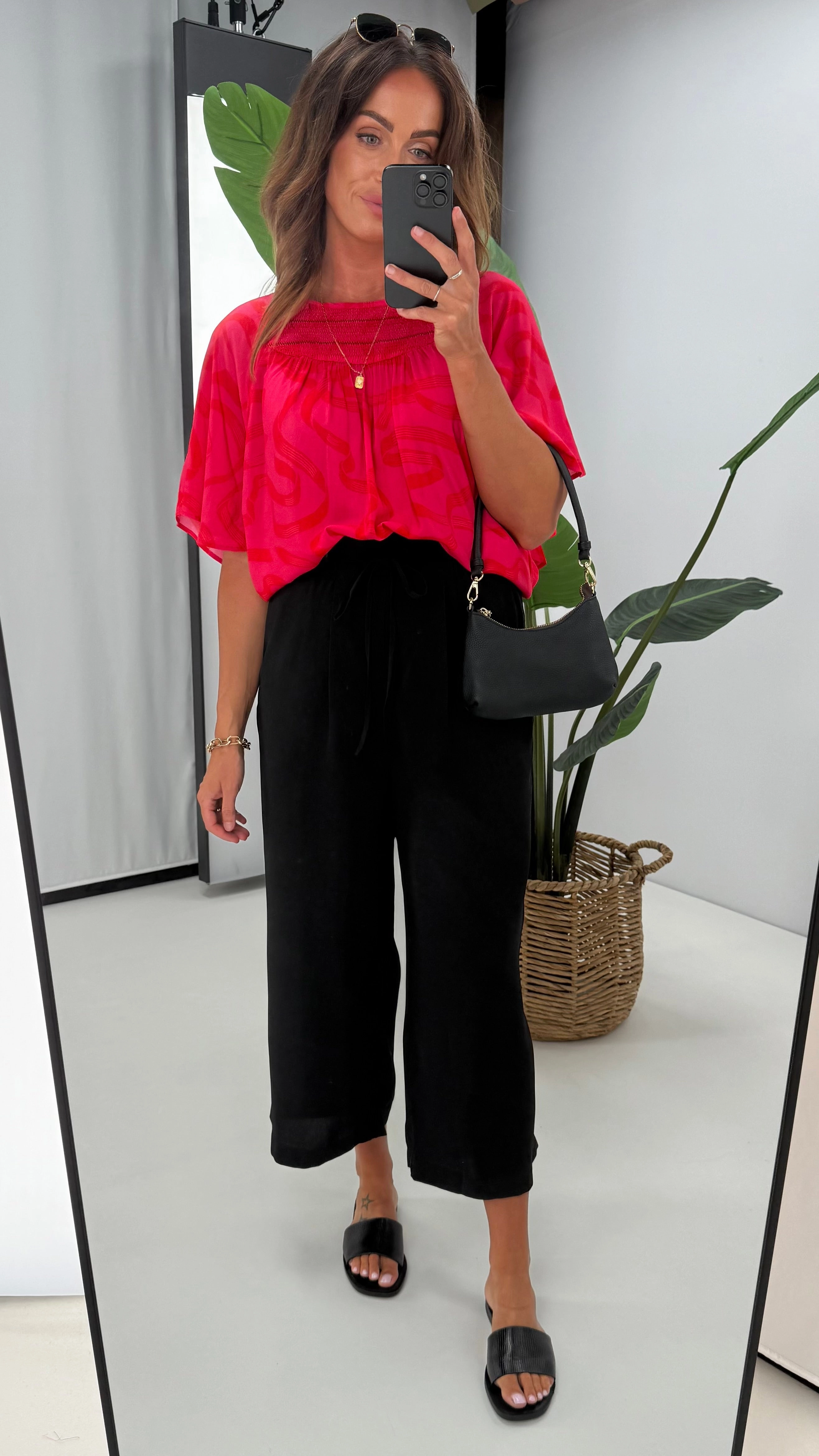 Morning Stretch Active Lifestyle Shine On Label Kara Tie Front Culotte Black