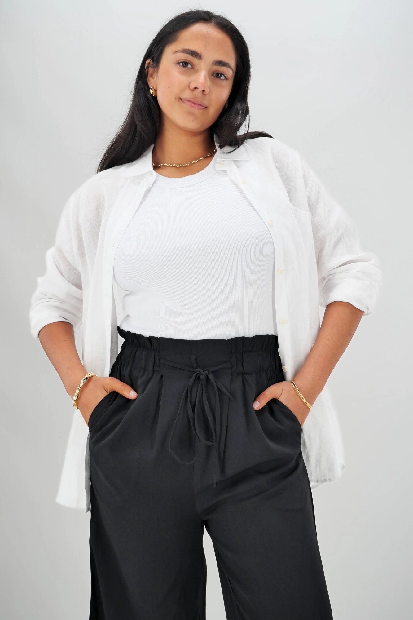 Flexible Wear Casual Day Shine On Label Kara Tie Front Culotte Black