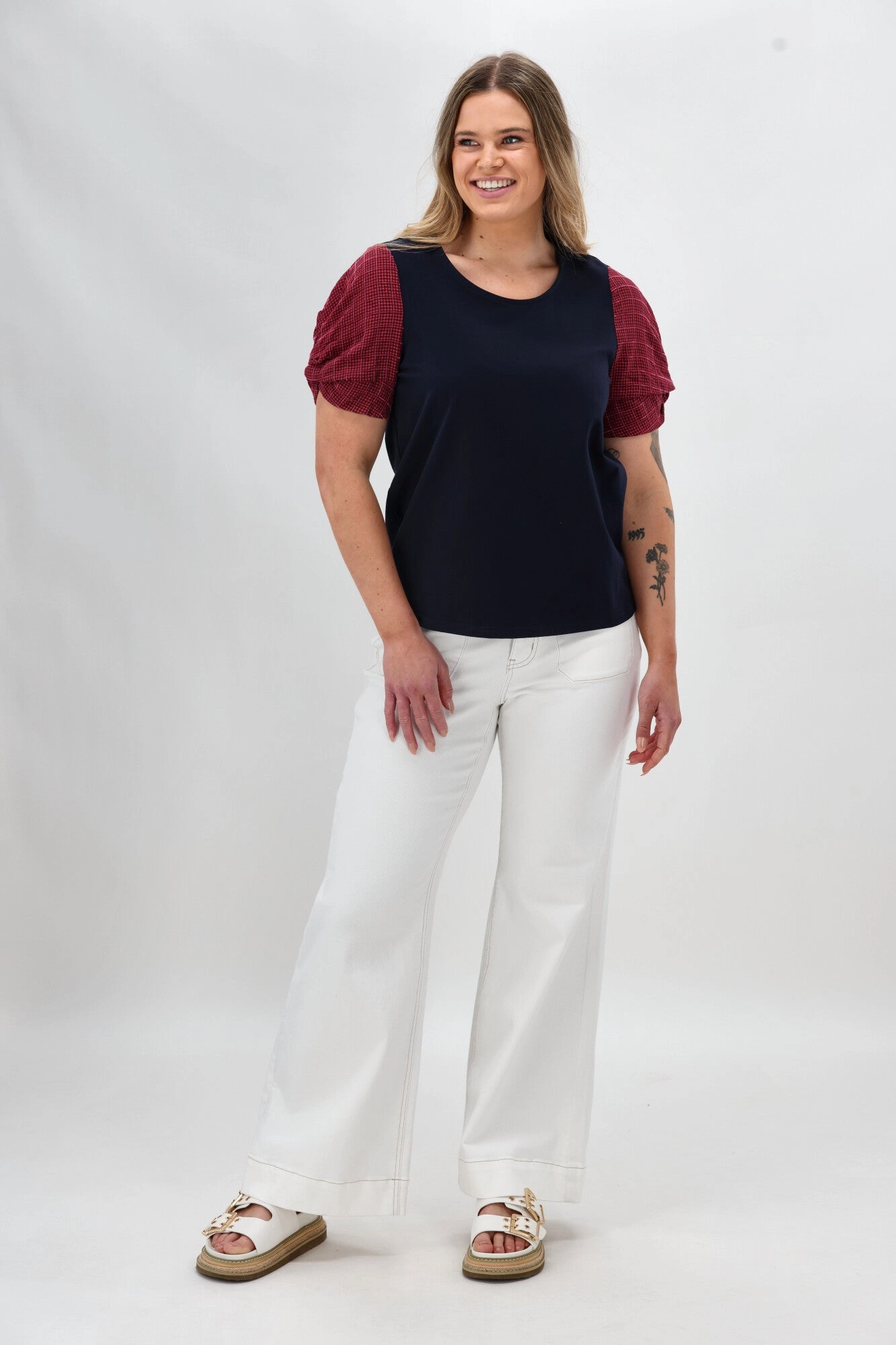 Snug feel Shine On Label Kazniah Patch Pocket Wide Leg Jean Natural