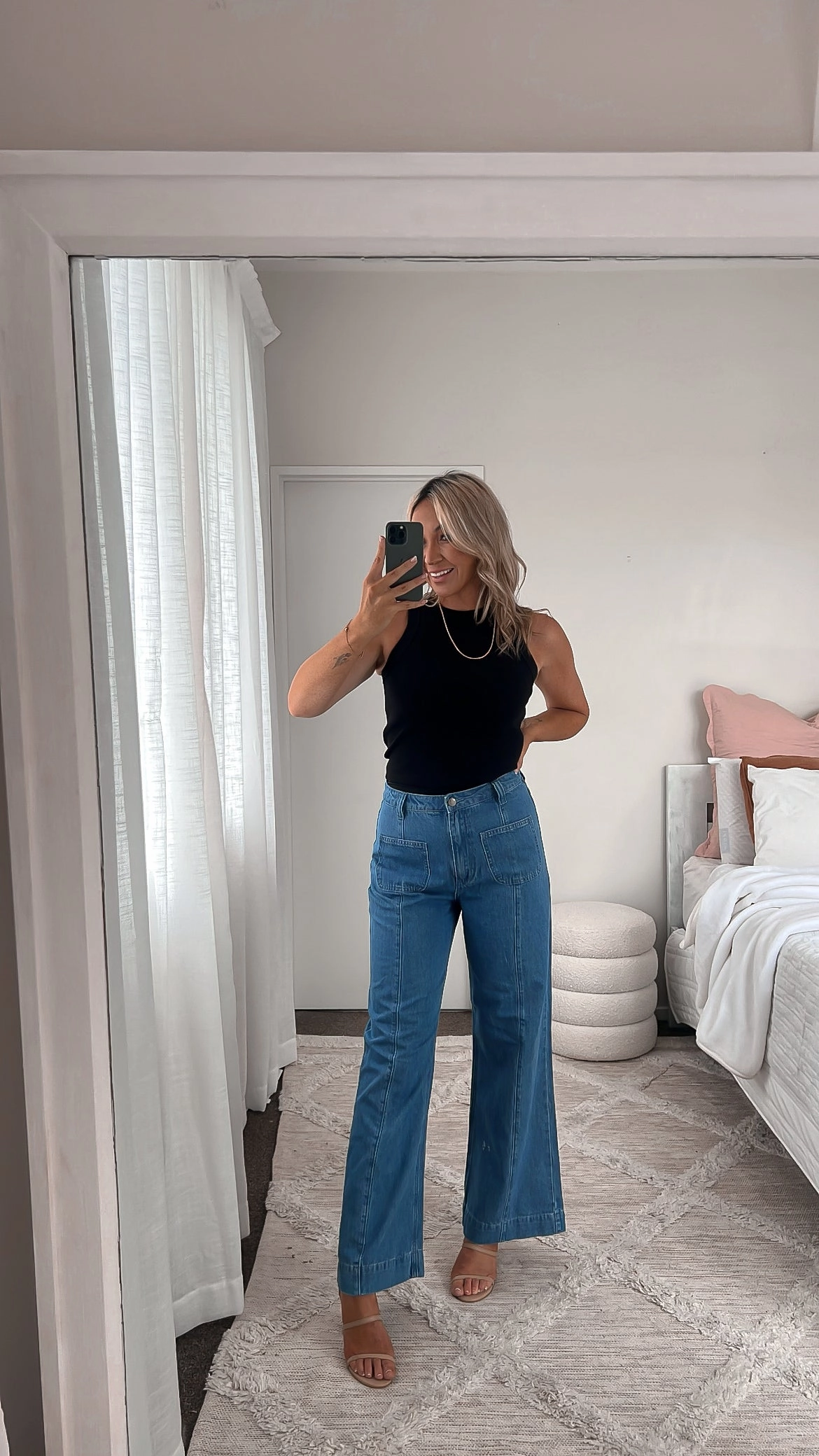 Street Readywear Shine On Label Lachlan Wide Leg Patch Pocket Jeans Indigo