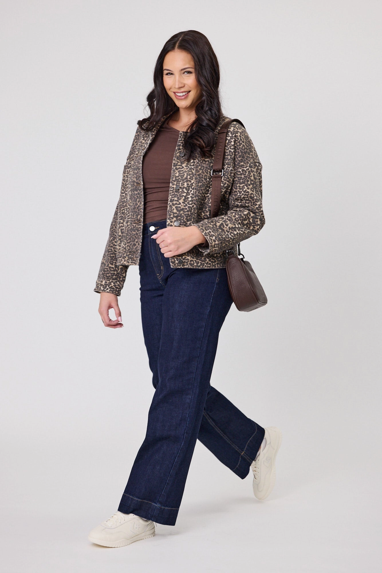 Neutral Look Shine On Label Leon Leopard Print Denim Jacket