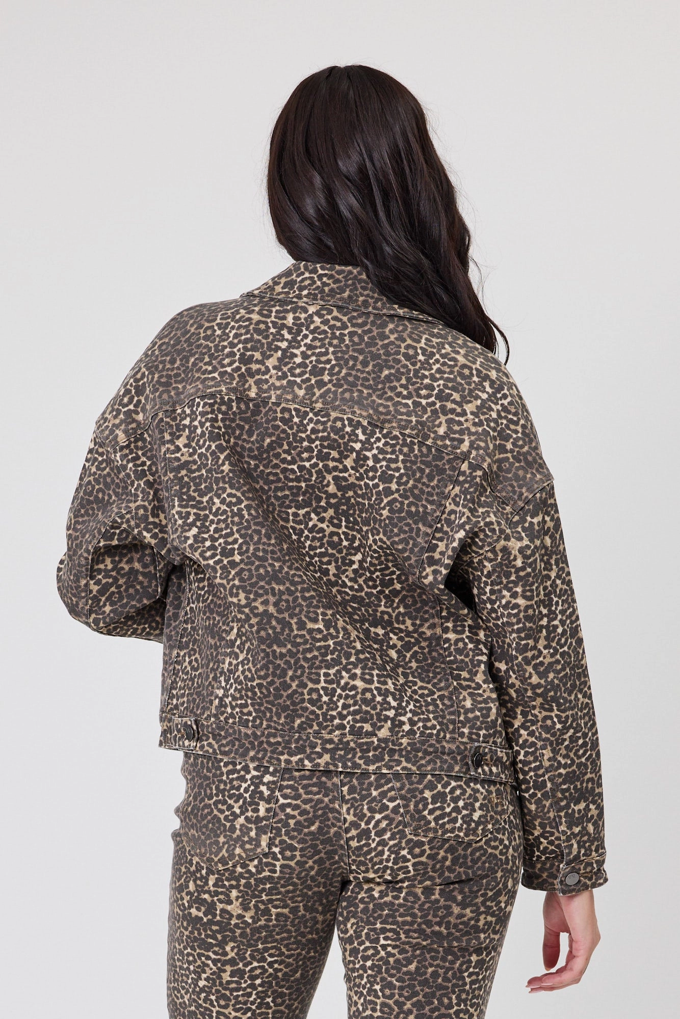 Pattern Print Shine On Label Leon Leopard Print Denim Jacket