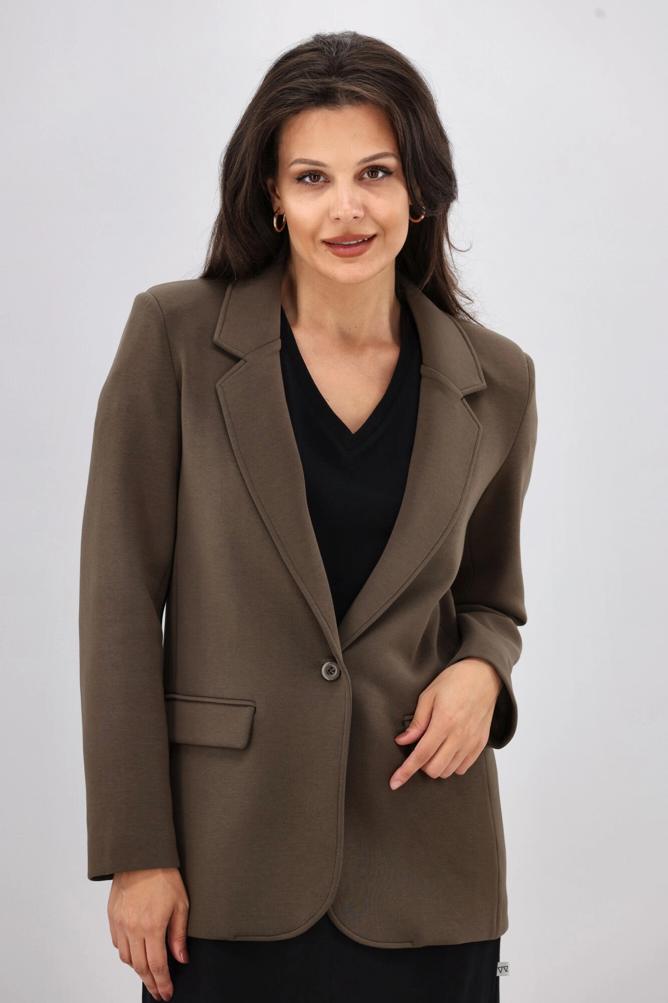 Shine On Label Louie Ponte Blazer Khaki Easy Fit