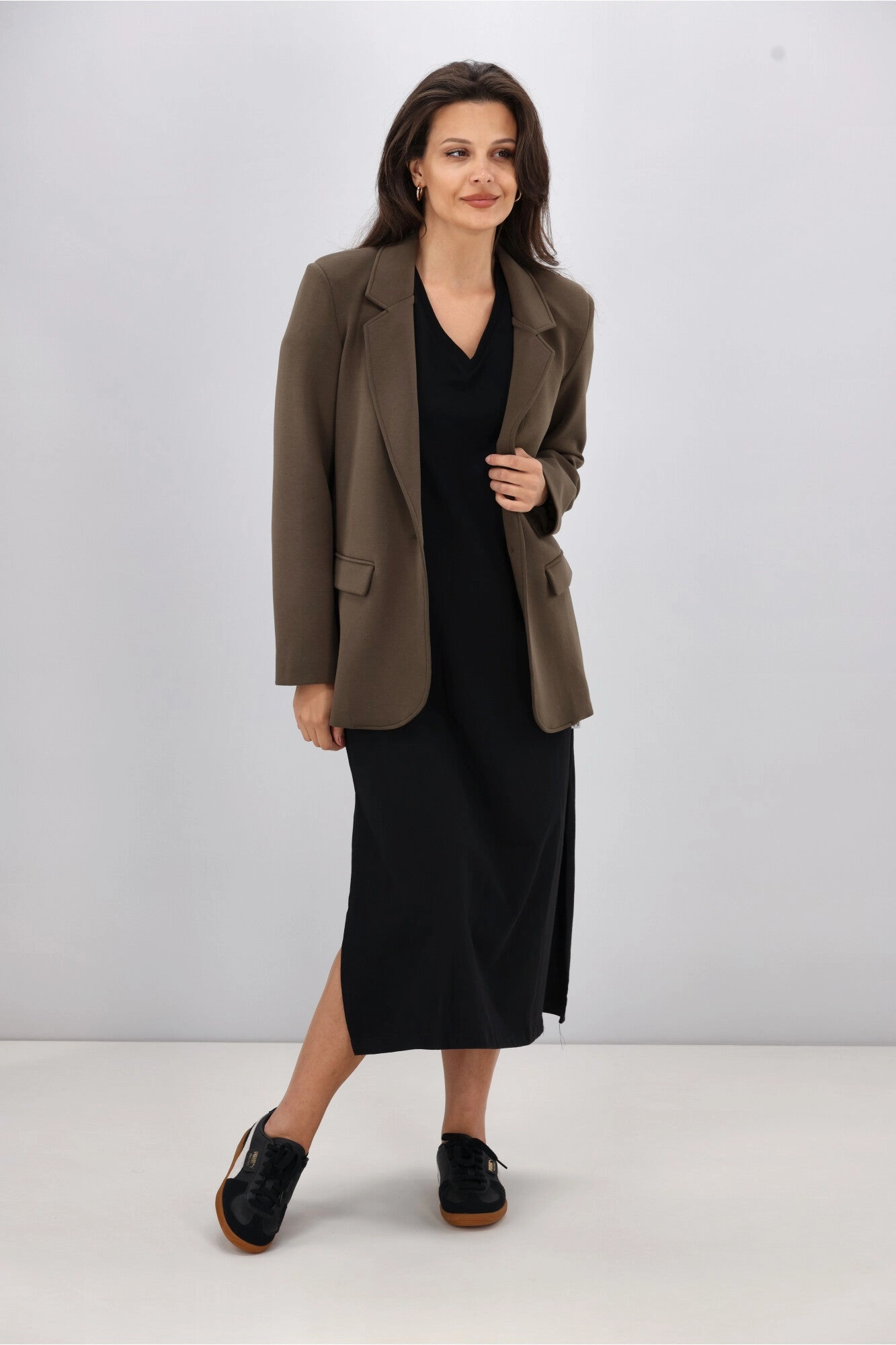 Shine On Label Louie Ponte Blazer Khaki Snap Closure System Windproof Material