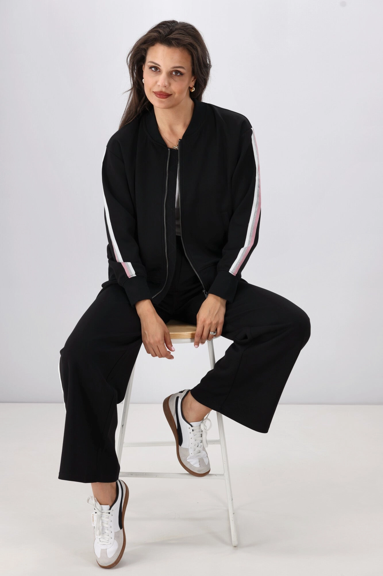 Shine On Label Maddie Bomber Jacket Black Fleece Backing