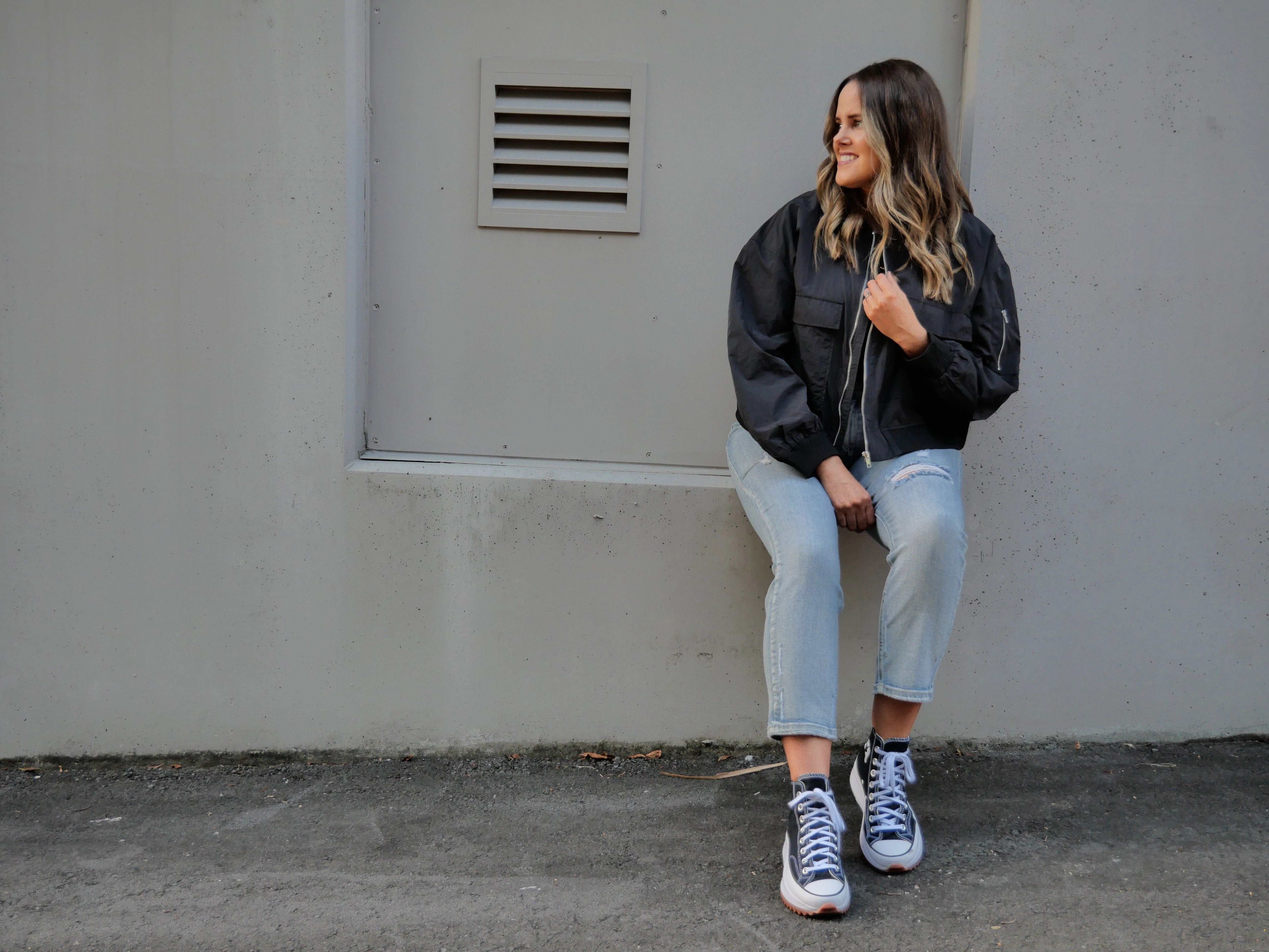 Shine On Label Melrose Utility Bomber Jacket Black Travel Street Style