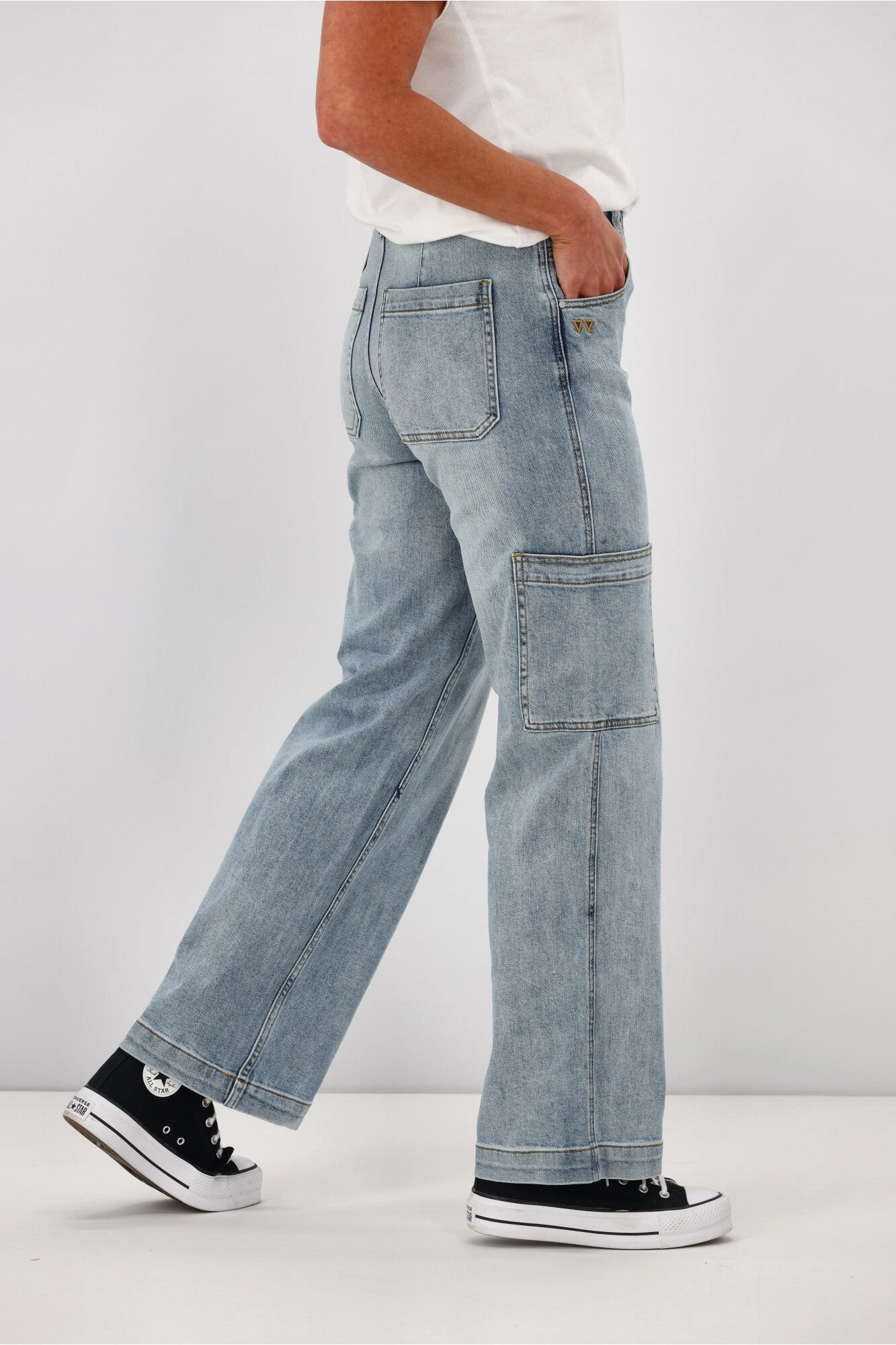 Flexible Motion Shine On Label Romeo Cargo Pocket Jean