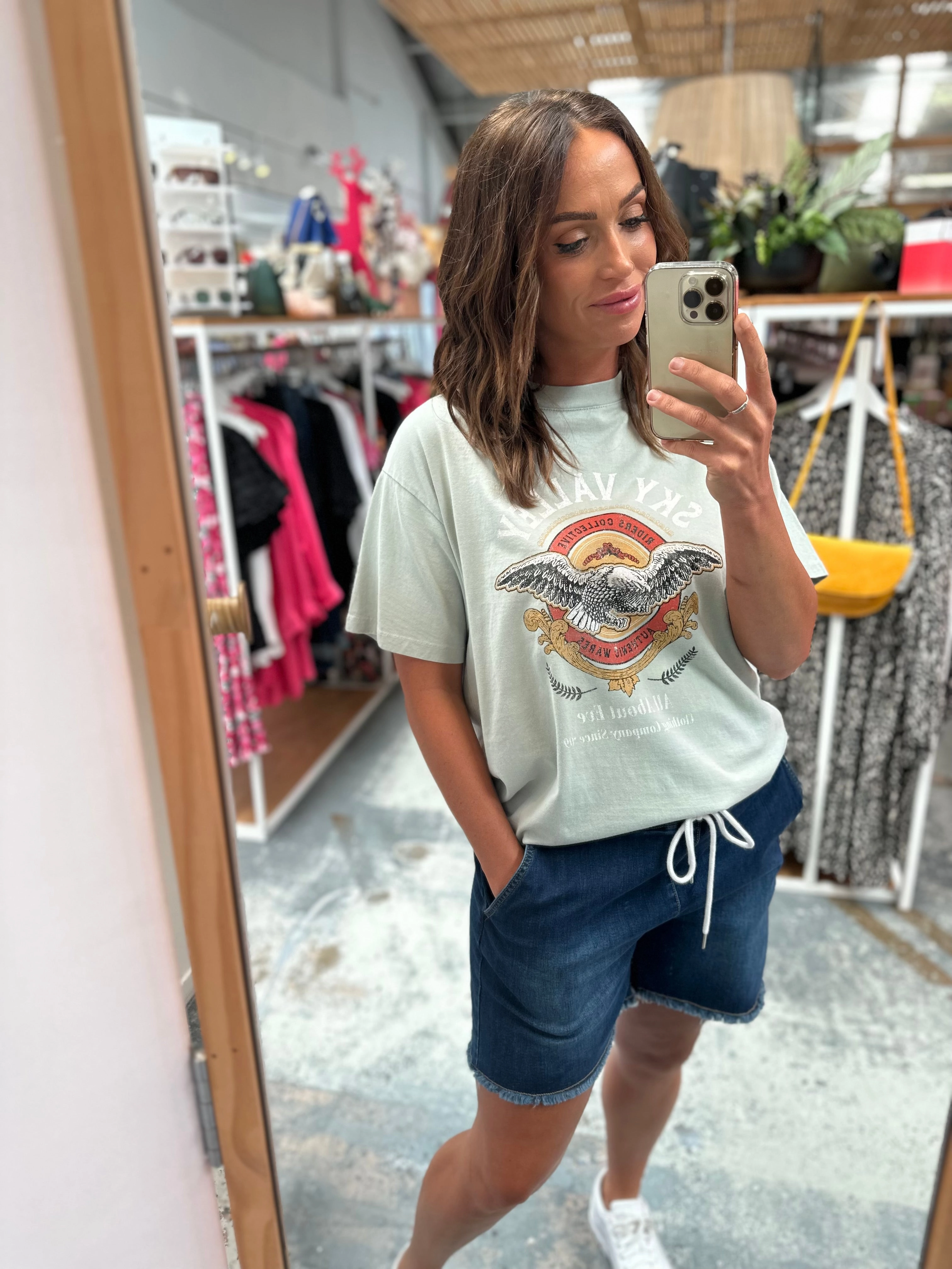 Shine On Label Ryan Elasticated Denim Short Blue Anti-bacterial Roomy Waist