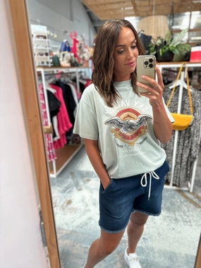 Shine On Label Ryan Elasticated Denim Short Blue Anti-bacterial Roomy Waist