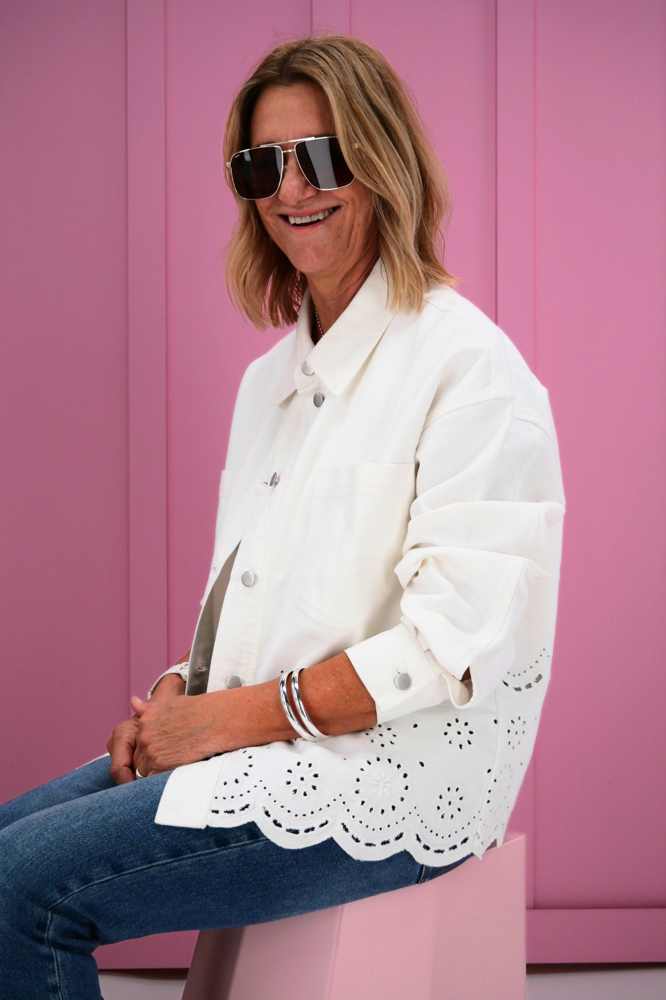 Shine On Label Zariyah Embroidered Shacket Natural Waist String