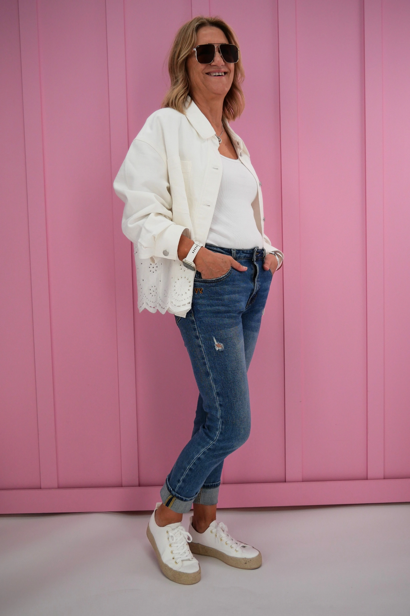 Ventilation Panels Odor Resistant Tech Shine On Label Zariyah Embroidered Shacket Natural