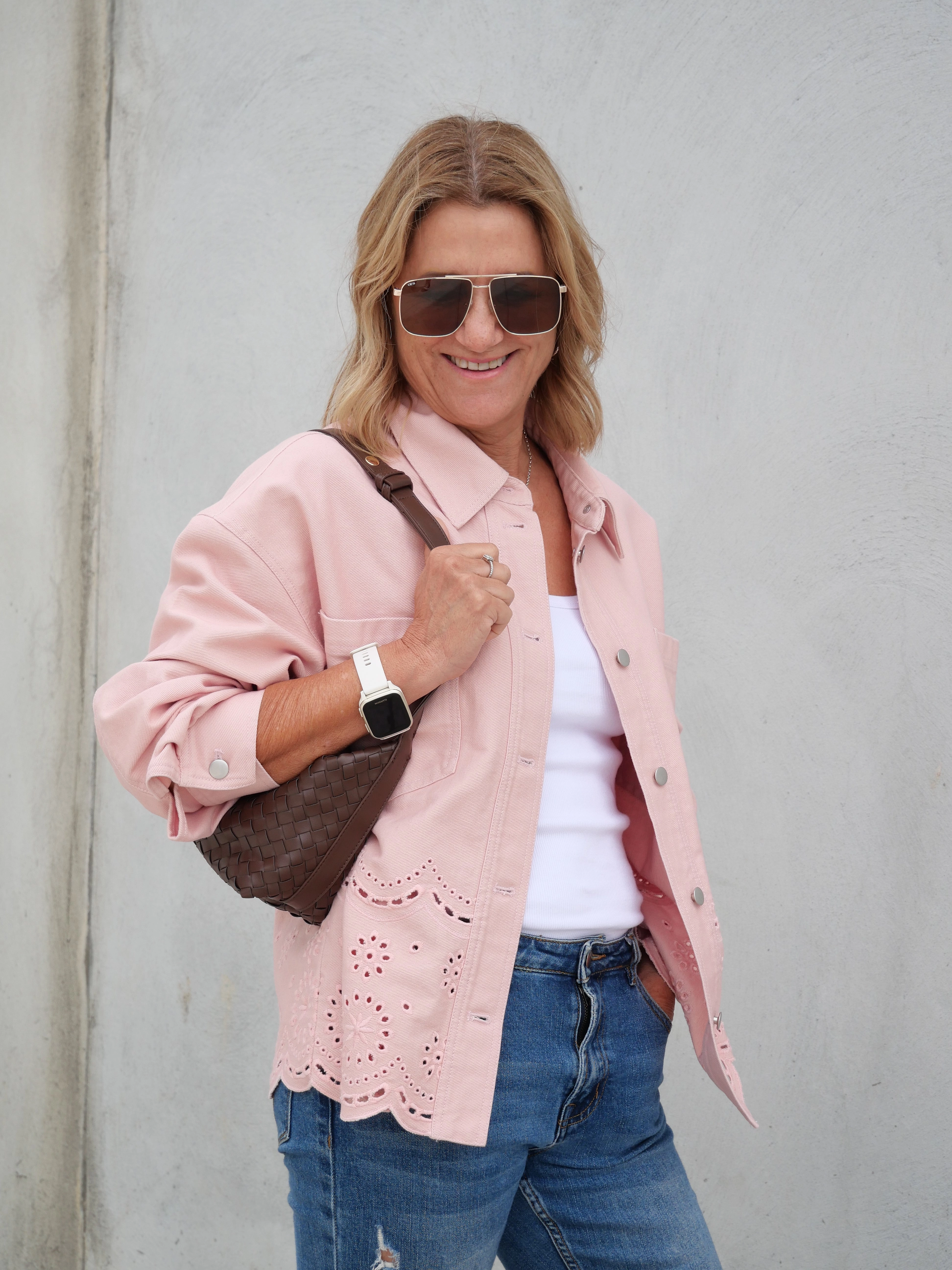 Shine On Label Zariyah Embroidered Shacket Pink Weather Proof