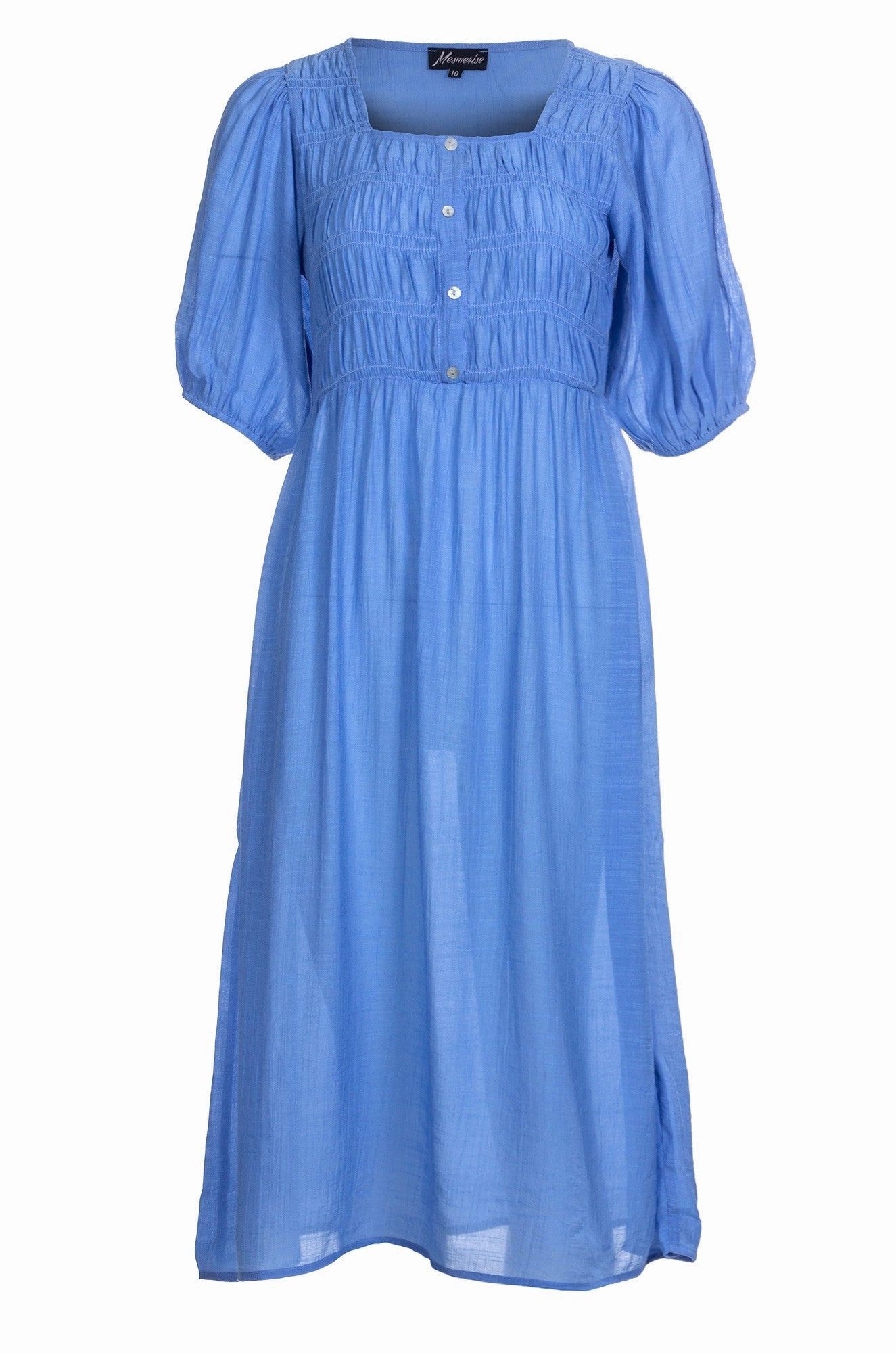 Snag-Resistant Shirred bodice Dress | SOFT BLUE | 8835A1