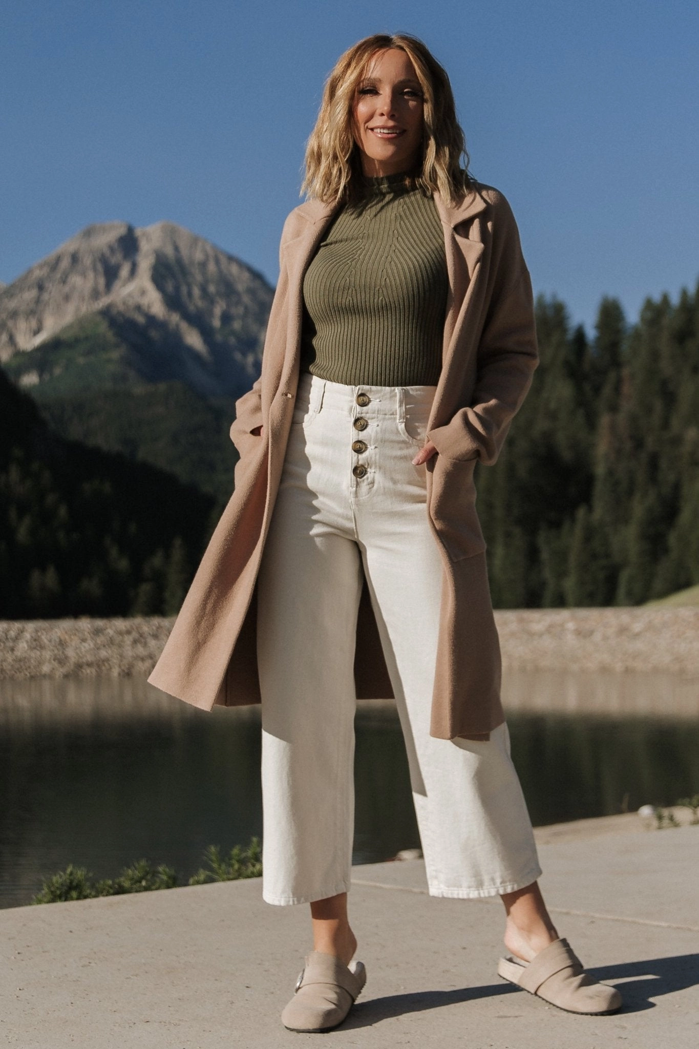 Fashion Forward Layer Clean Fit Design Roland Long Jacket | Light Camel