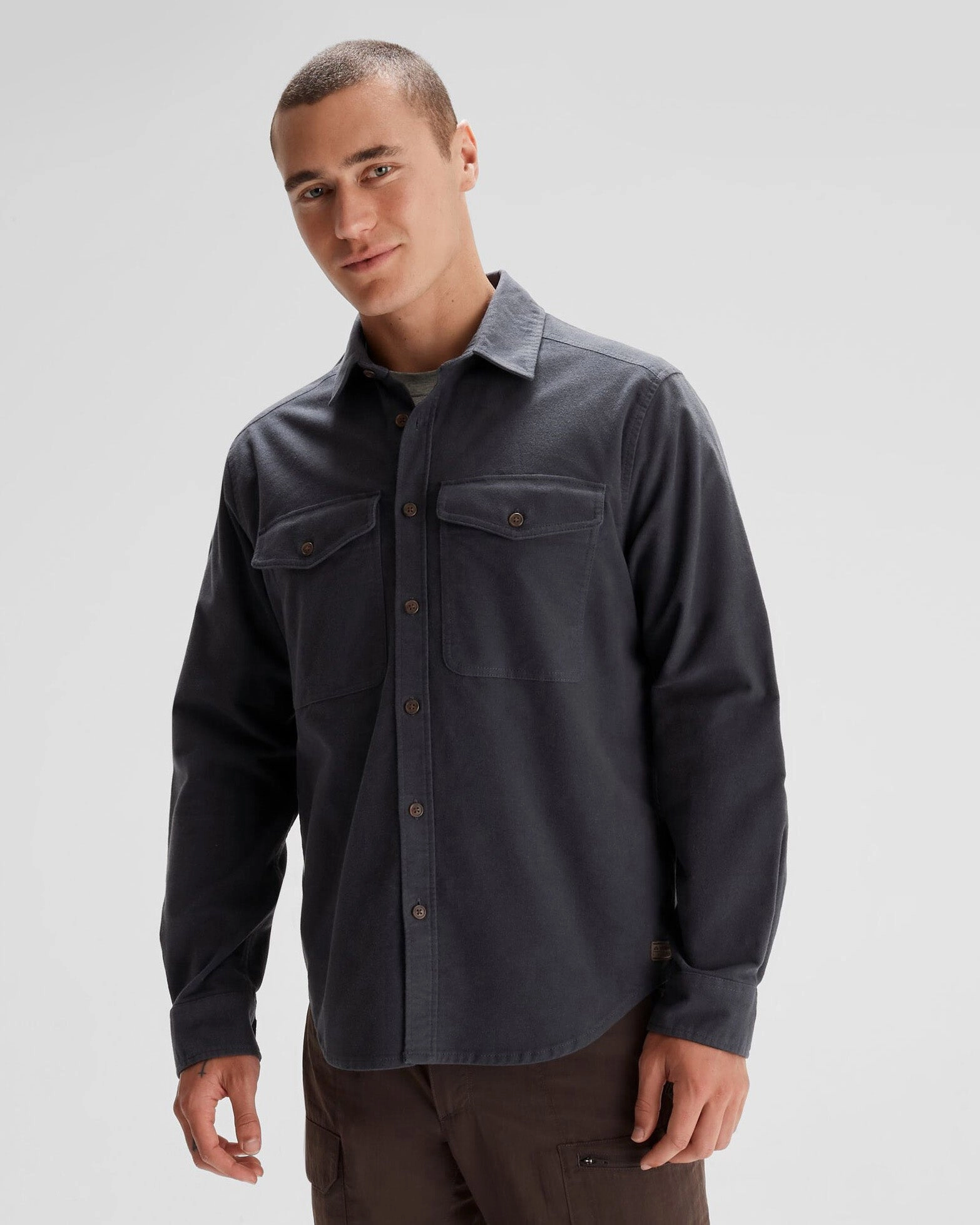 Special Occasion Workwear Approved Men's Huntly Moleskin Long Sleeve Shirt - Night