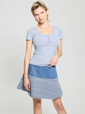 Relaxed Design Eco Blue Sandwash Rib Karina T-Shirt