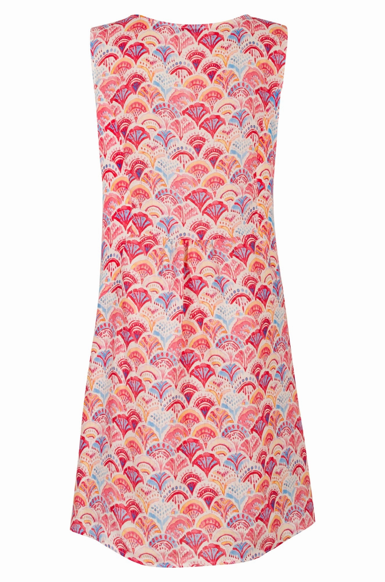 Made in Italy 100% Linen | Coral Pink Fans | 0402A1 Velvet-Touch packable