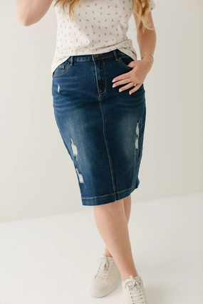 'Indie' Distressed Denim Skirt FINAL SALE Comfort Innovation