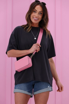 Silent Theory Basic Oversized Tee Washed Black Non Restrictive Cut Casual Comfort Wear