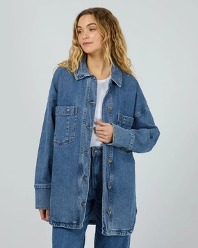 Silent Theory Jaye Shacket Mid Blue ShrinkResistantFabric Durable Water Repellent