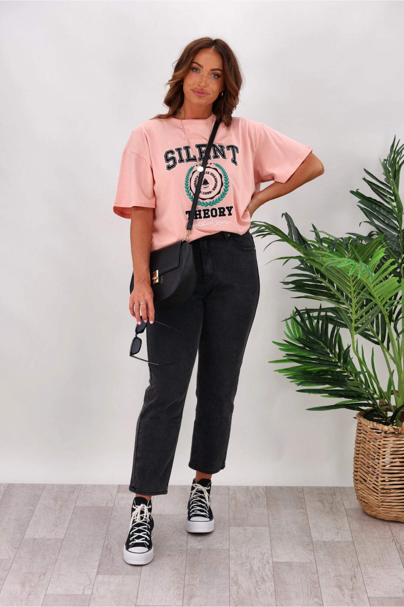 Silent Theory Monica Mom Jean Washed Black Tummy Control