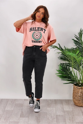 Silent Theory Monica Mom Jean Washed Black Active Lifestyle Outdoor Running Gym outfit