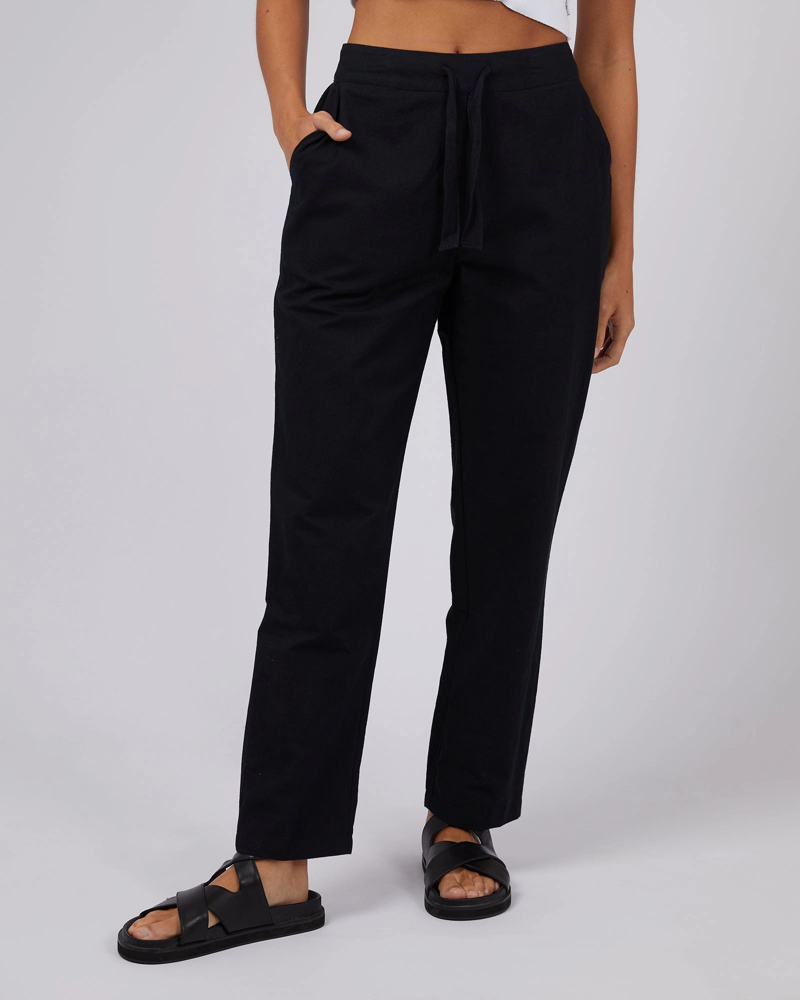 Structured Waistband Silent Theory Tropical Pant Black
