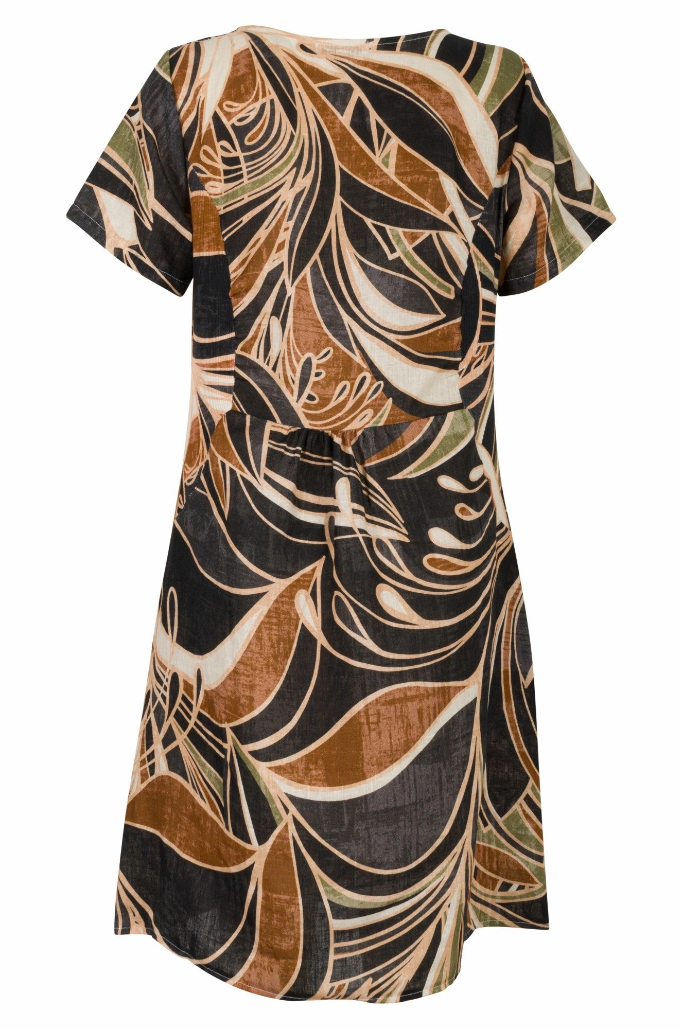 Made in Italy 100% Linen Dress | Charcoal Choc Swirls | 0401A1 Pure Elegance