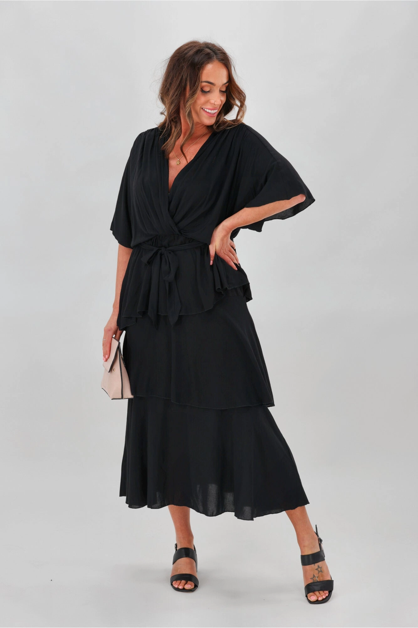 Fate All For You Maxi Dress Black Button-Cuff