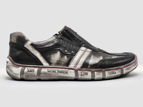 Premium Fit Men's Comfort Slip-On Leather Shoes - Black/White