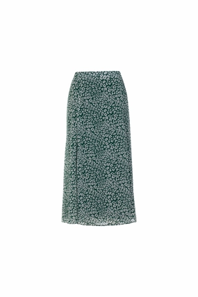 Runway Ready Printed Chiffon Skirt | Green White Spot | 7127AR