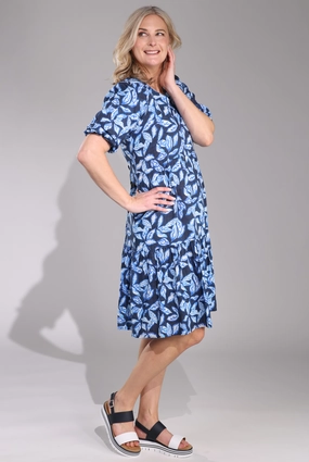 Dress | Navy Leaves | 6533C1 Formal-look Vibrant fit